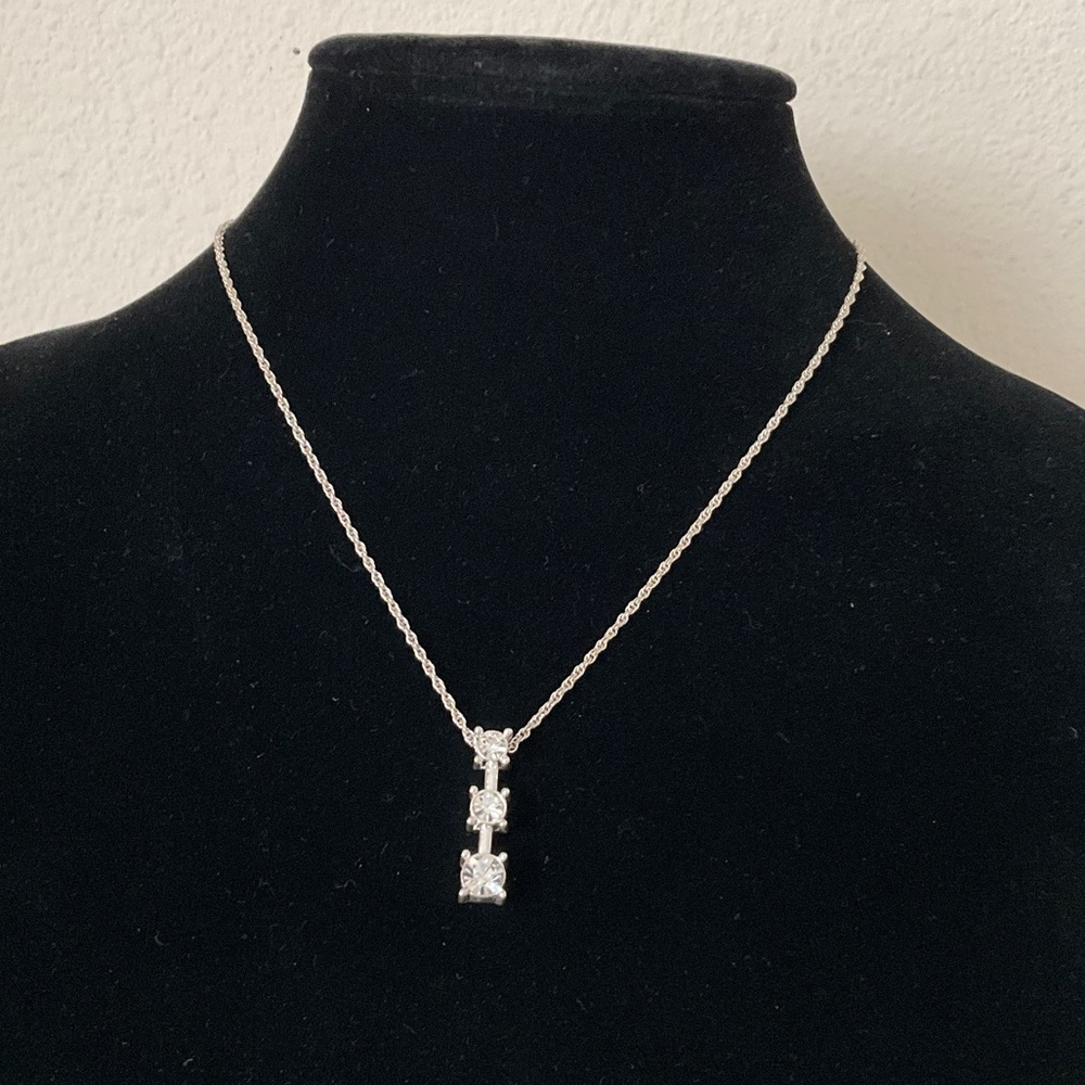 Premier Design Dazzling Silver Triple Stone Necklace